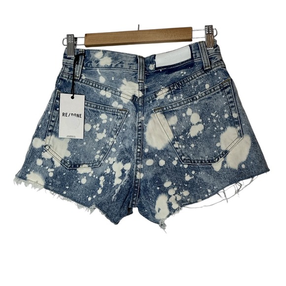 Re/Done Pants - New RE/DONE 70s High Rise Denim Shorts Splash Jean Women's 25 Blue Button Fly‎